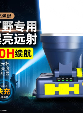 CLOWICSR手电筒工厂店户外强光长续航超亮头戴式头灯强光手电照明