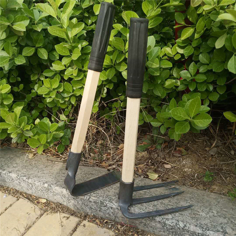 小锄头三齿铁耙耙子抓钩刨地耙翻地松土花园耙木柄钉耙农用农具包_虎窝淘
