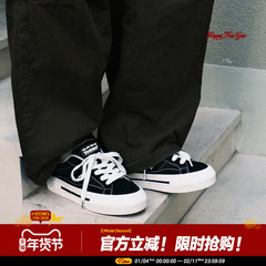 VEEMES经典款黑色反毛皮潮流街头滑板鞋男女增高厚底休闲鞋情侣款