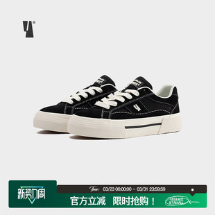 女鞋 男鞋 厚底增高 街头潮流滑板鞋 VEEMES黑色反毛皮情侣休闲板鞋