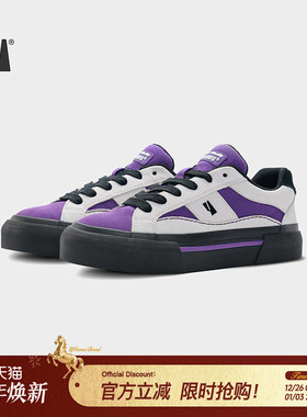 VEEMES紫灰色反毛皮休闲板鞋 街头潮流滑板鞋男女情侣厚底休闲鞋