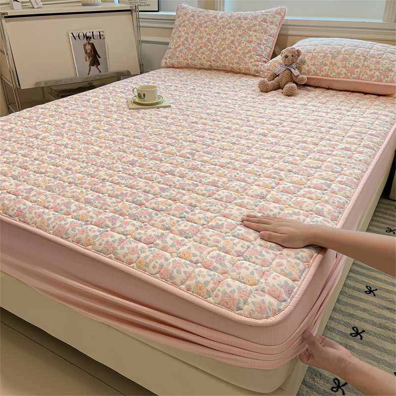 水洗棉双层纱夹棉床笠罩