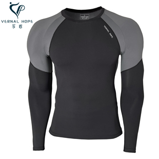 VH男运动健身房紧身衣跑步弹力速干篮球专业训练长袖梯度压缩衣秋