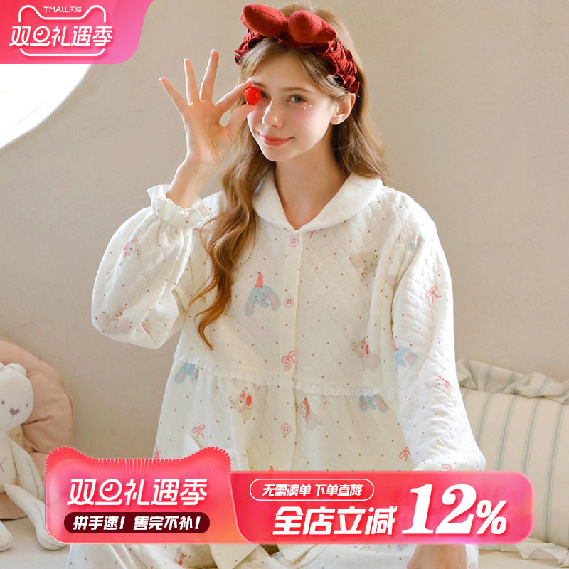 家の时光空气棉拉链哺乳口月子服