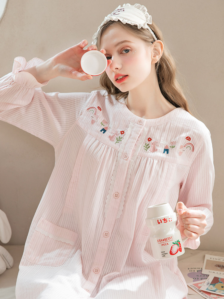 집 시간 모유 수유 잠옷 봄과 여름 얇은 산후 출산 잠옷 간호 스커트 출산 임신 기대 출산 스커트