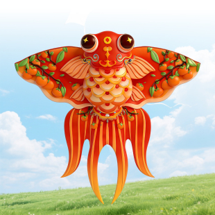 金鱼卡通仿真3D风筝2026新款 儿童手持大人用潍坊微风易飞到手可飞