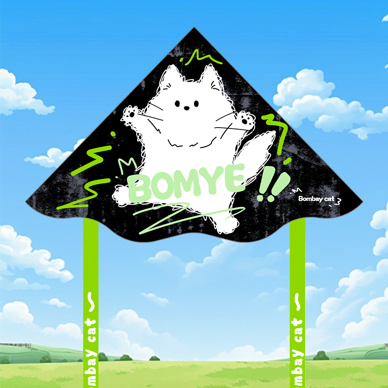 BOMYE猫风筝 带线轮套装潍坊卡通微风易飞儿童大人手持 到手可飞