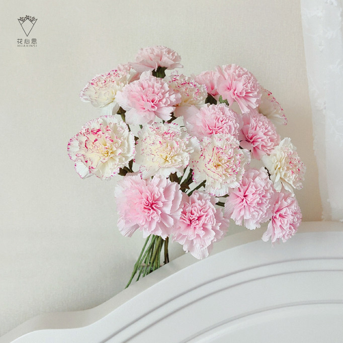 花心思纸艺 皱纹纸康乃馨材料包 手工diy套装 母亲教师节礼物