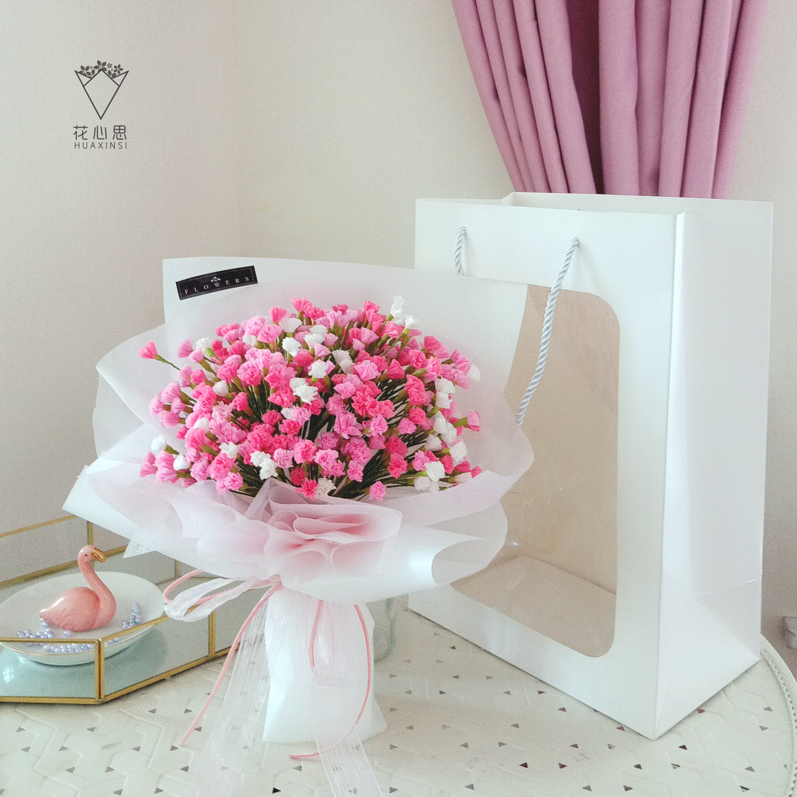 褶皱纸满天星材料包 纸藤皱纹纸手工花材料diy制作 母亲教师礼物