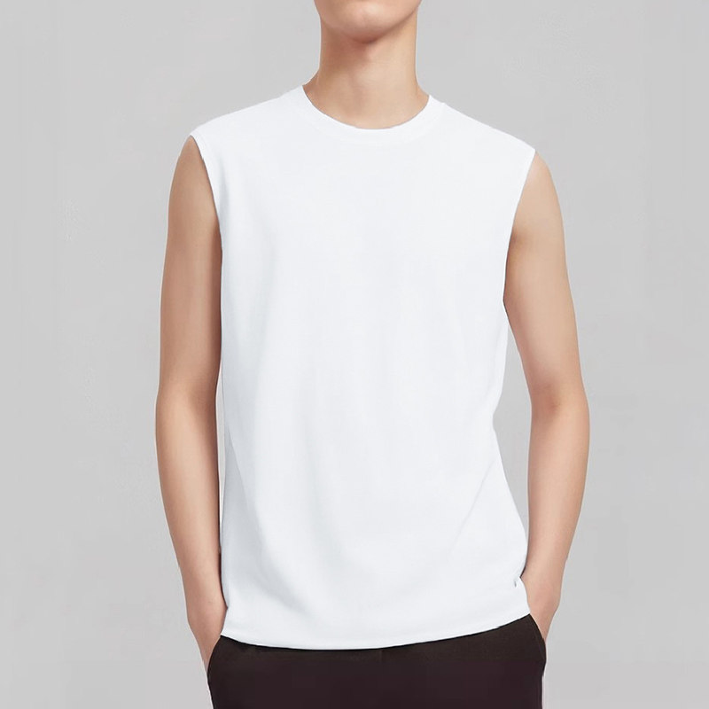 液氨丝光棉白色背心男夏季健身冰丝凉感无袖t恤速干运动篮球坎肩