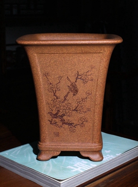 名家收藏精品紫砂兰花盆许成安刘自俊收腰四方形盆景盆栽绿植花卉