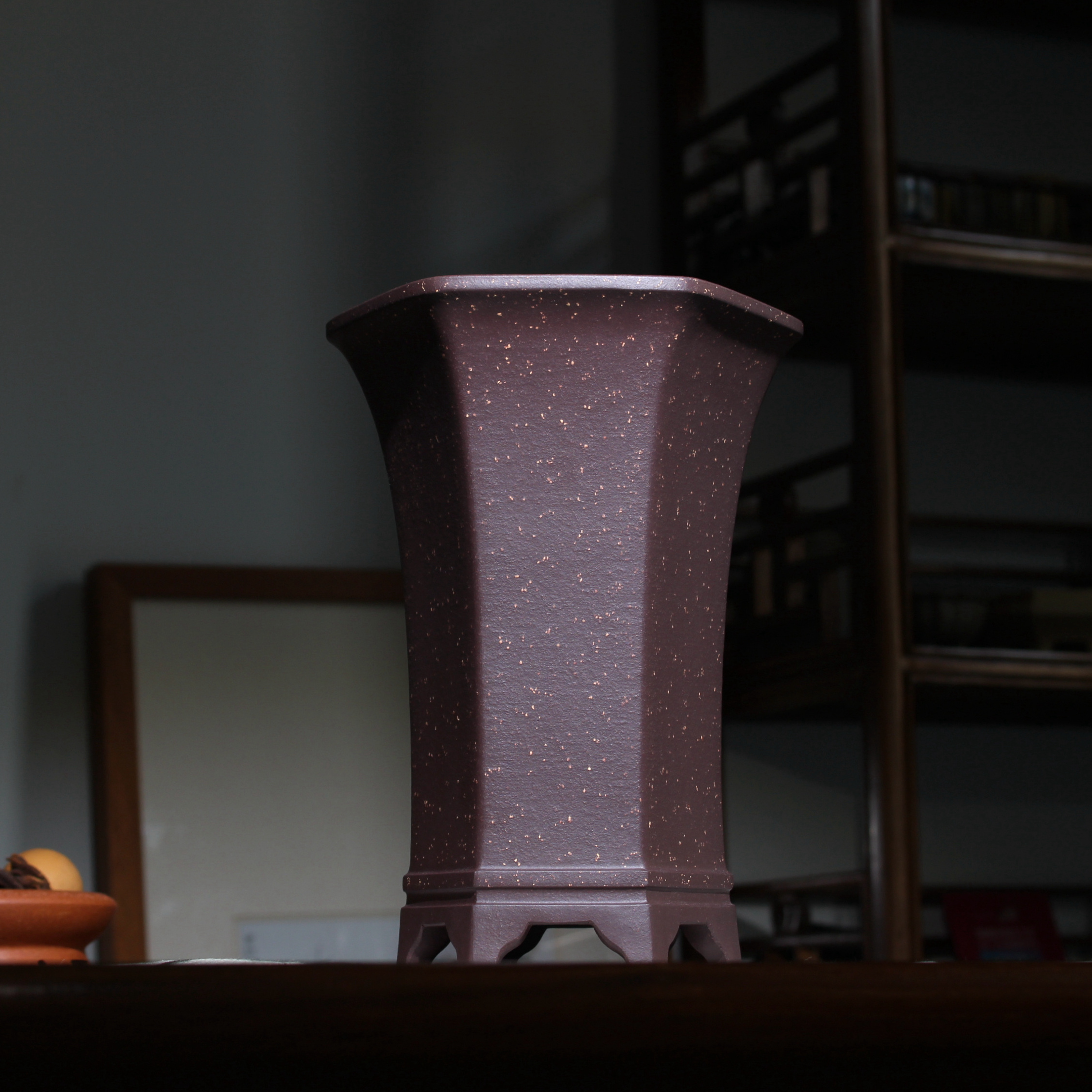 六角收腰朱永名家手工君子兰花盆