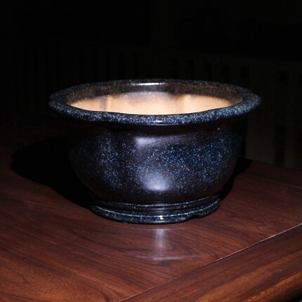 葵口金钟精品紫砂花盆星空蓝釉盆景盆栽多肉菖蒲蝴蝶兰花盆君子兰