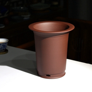 简韵圆口形高端精品宜兴紫砂花盆兰花盆专用高盆陶瓷透气手工托盘