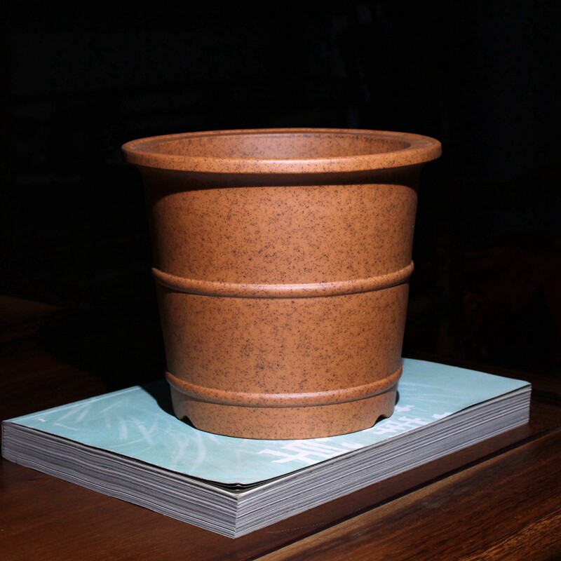 双线喇叭口精品紫砂花盆唯珍手工柴烧多肉盆栽透气简约个性兰花盆