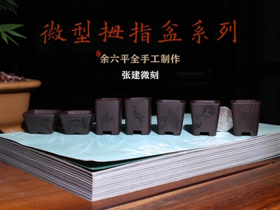 紫砂拇指盆微型余六平张建花盆