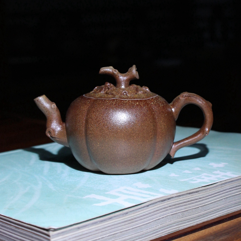 事事如意全手工精品紫砂壶茶壶花货仿生器茶具复古柴烧窑变130cc