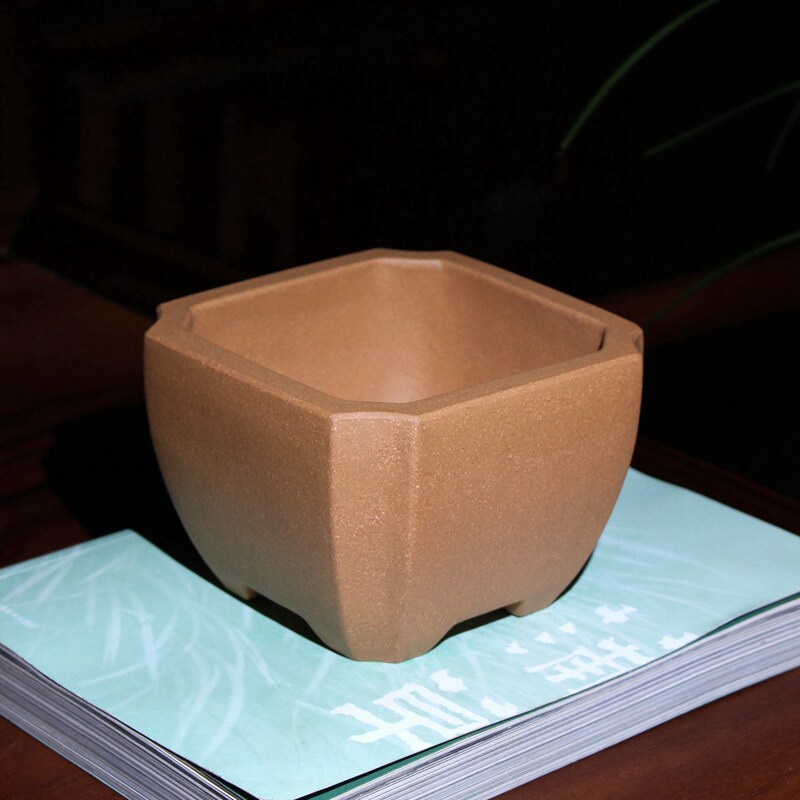 侧角四方形精品紫砂花盆段泥透气小盆景盆栽多肉菖蒲盆风兰花绿植