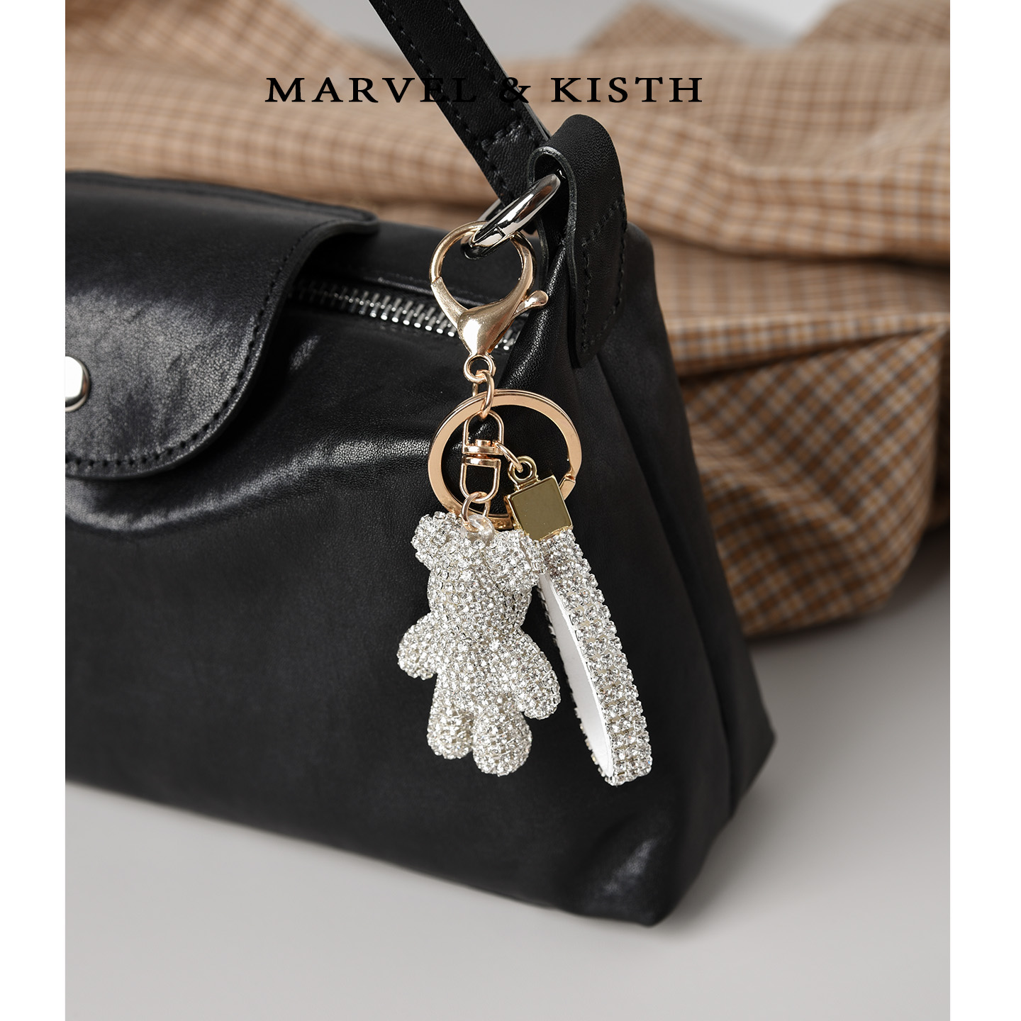 网红镶钻小熊钥匙扣挂饰