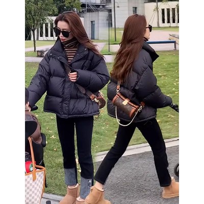美式黑色短款加厚羽绒棉