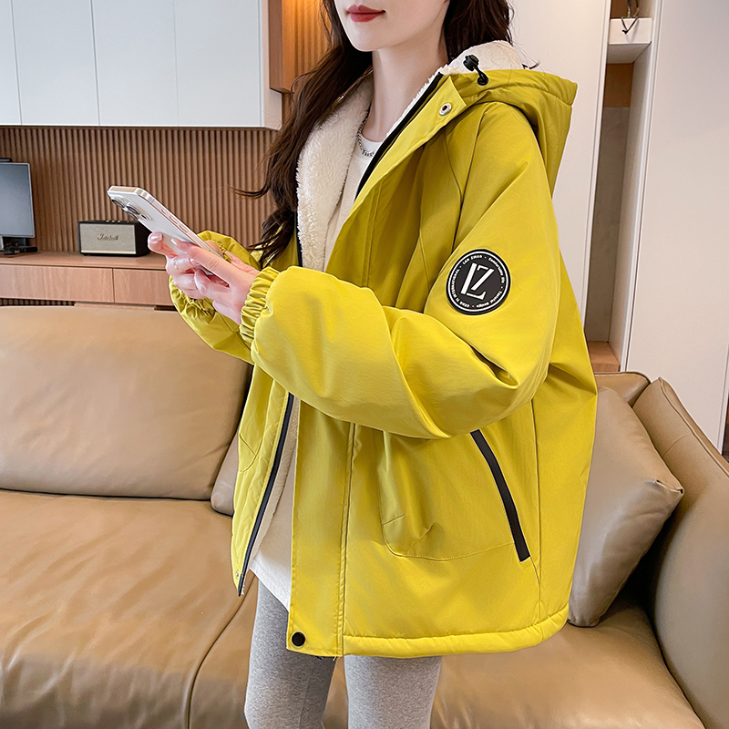 工装冲锋衣棉服女秋冬季