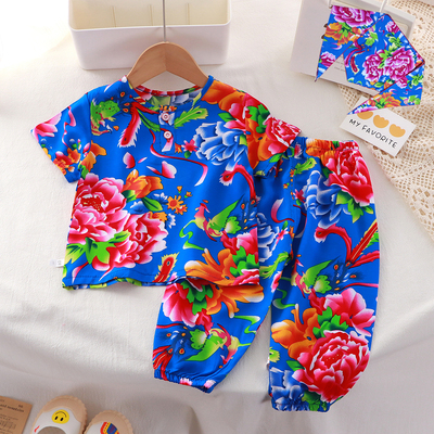 中国风棉绸夏季儿童家居服