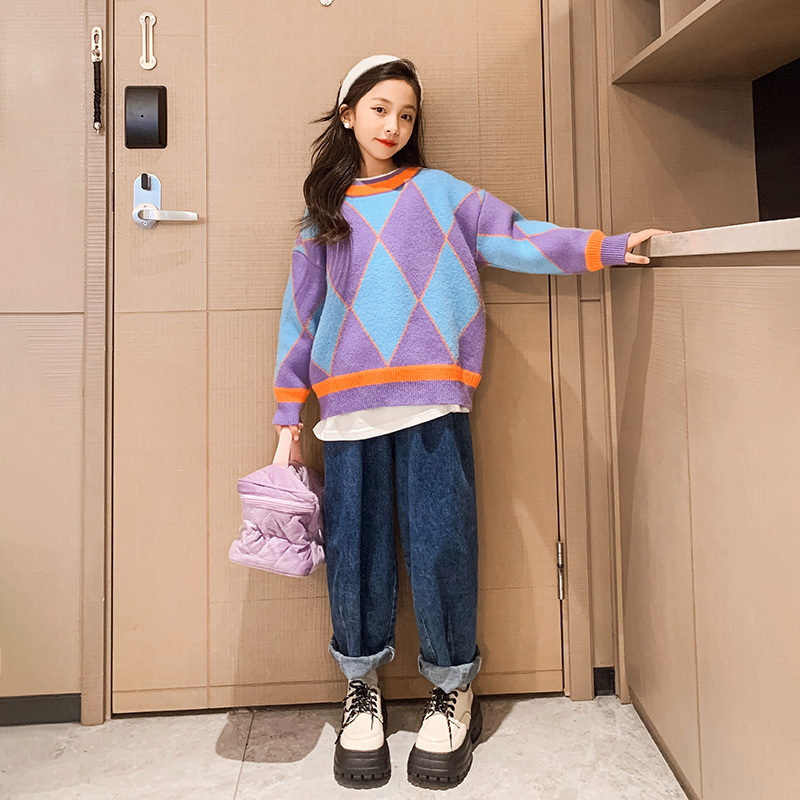 女童毛衣冬装2022新款加厚毛线衣