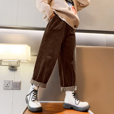 女童裤子秋冬2025新款童装儿童洋气灯芯绒裤中大童宽松休闲裤长裤