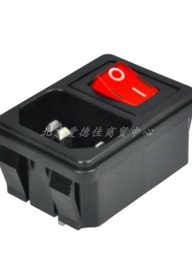 台湾【宏聚】电源插座4脚红色220V开关二合一AC插座S-03-12S