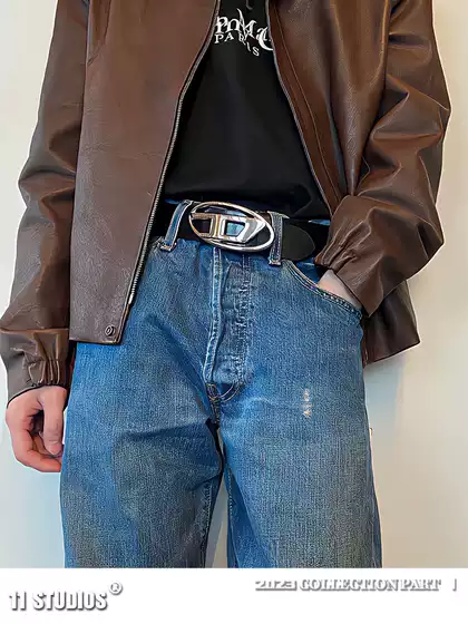 Rare Design Belt for Women Y2K American Retro Vibe Denim Jeans with D-Buckle Leather Belt Men's Real Leather