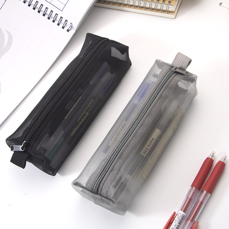 muji/无印良品日本大容量笔袋简约黑笔袋学生考试专用收纳袋文具