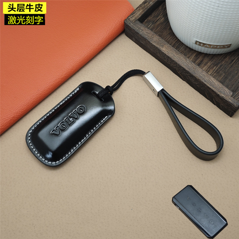 沃尔沃防水s90 xc90 60v90汽车用小钥匙套真皮钥匙包钥匙扣男高档