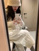 PINKMOON 奶油云朵 米白色百搭毛衣连衣裙