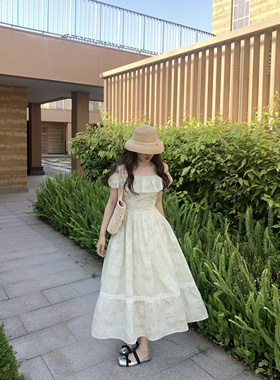 PINKMOON/青提奶盖 法式少女感天丝碎花裙刺绣 夏日连衣裙