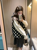 PINKMOON 波点羊羔毛羽绒马甲 小熊耳朵俏皮上衣