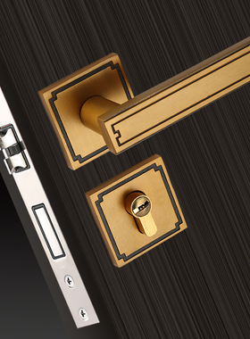 新中式室内房间卧室静音门锁磁吸分体套装家用实木门锁把手通用