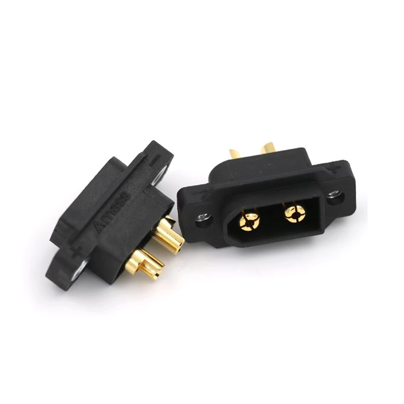 艾迈斯新品防水黑色镀金XT60EW-M螺母可固定3.5mm 镀金航模连接器图片