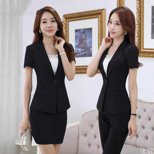职业装女装套装夏短袖酒店前台工作装餐厅气质大码工作服职业套裙