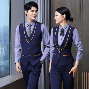职业马甲套装女酒店前台收银员工装ktv西餐厅饭店服务员工作服男