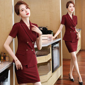 高端西装 外套女时尚 气质短袖 套装 职业装 酒店经理前台正装 薄款 韩版