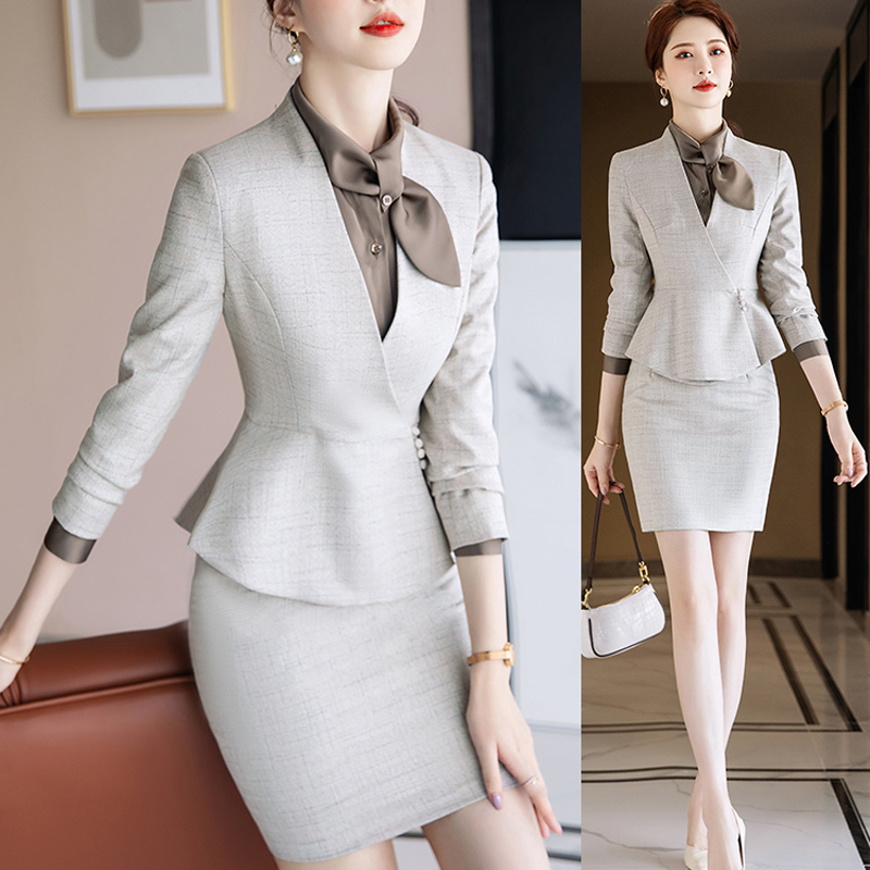 职业装气质女神范长袖美容院前台时尚酒店经理售楼部珠宝店工作服