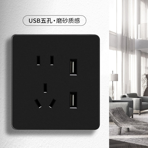 国际电工双USB五孔插座手机快充