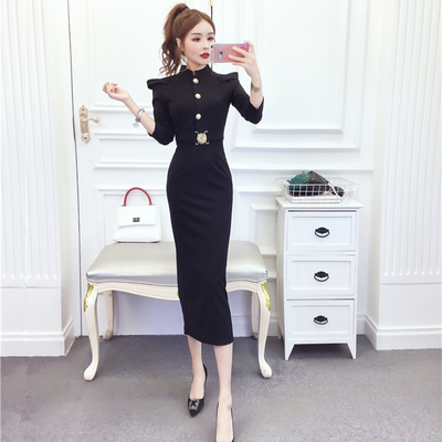 时尚长裙包臀打底裙修身连衣裙