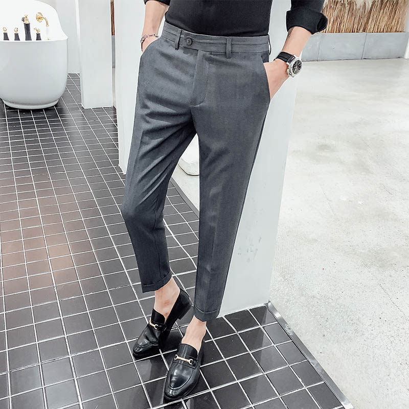 男士夏季裤子九分裤坠感小西裤薄款9分百搭潮流修身小脚休闲西裤|ruв категории Мужская одежда, брюки - от Buy2taobao.com для оказания профессиональной услуги покупки агента Taobao