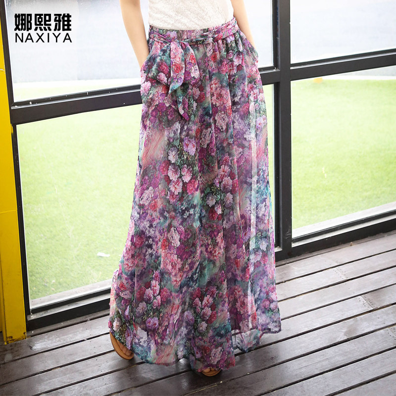 2020夏装新款雪纺裙裤阔腿裤女波西米亚阔脚裤夏宽腿裤休闲长裤裙