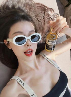 经典百搭款椭圆框金属标墨镜