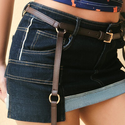 超显腿长复古感短裙裤