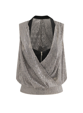 【年终清仓】五折 Boujee原创连帽亮片两件套背心牛仔辣妹千禧