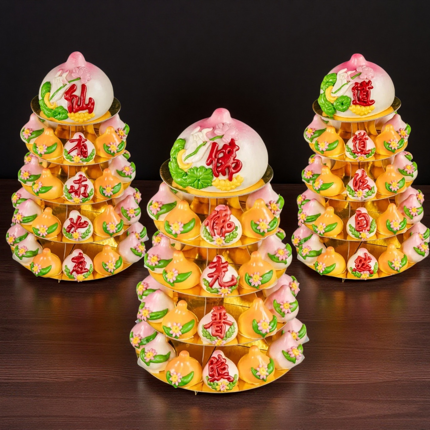 三月三过年五层上供馒头莲花佛道仙家供佛老人花饽饽寿桃礼春节