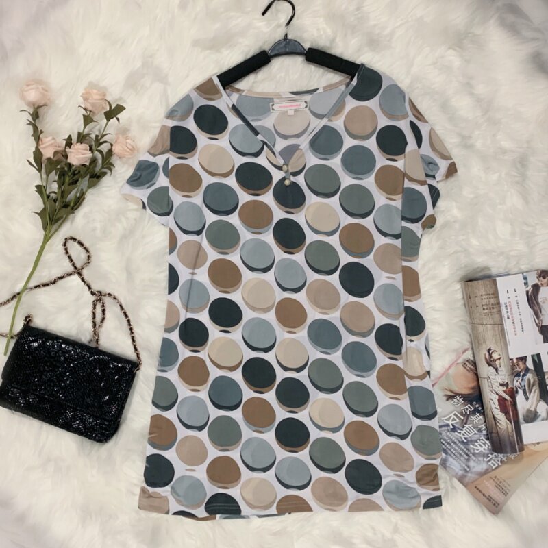 夏装女装 妈妈宽松夏日T恤女装 大码女装 米娜魅力圆点T恤 9Y0770|msdalam kategori Butik wanita / wanita, wanita saiz besar - dari Buy2taobao.com untuk memberikan perkhidmatan ejen Taobao profesional membeli